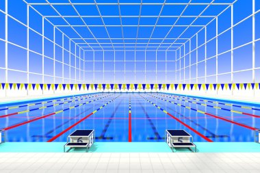 Kapalı Yüzme havuzunun başlayan blok görünümünden