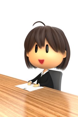 Woman of Recruit suit style is writing a resume clipart