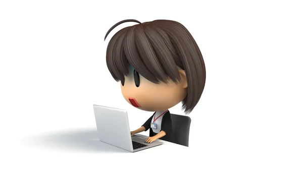 Kişisel bilgisayar işleminde soluk kadın personel