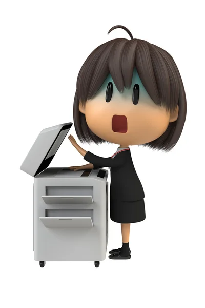 Fotokopi makinesi kullanmak için soluk kadın personel