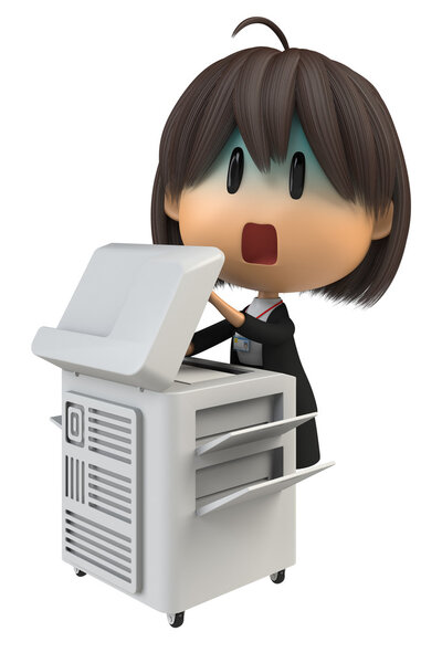 Female staff that pale to use the copy machine