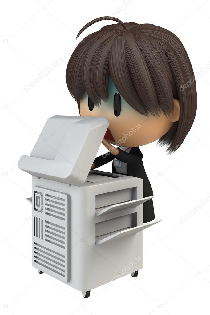 Female staff that pale to use the copy machine