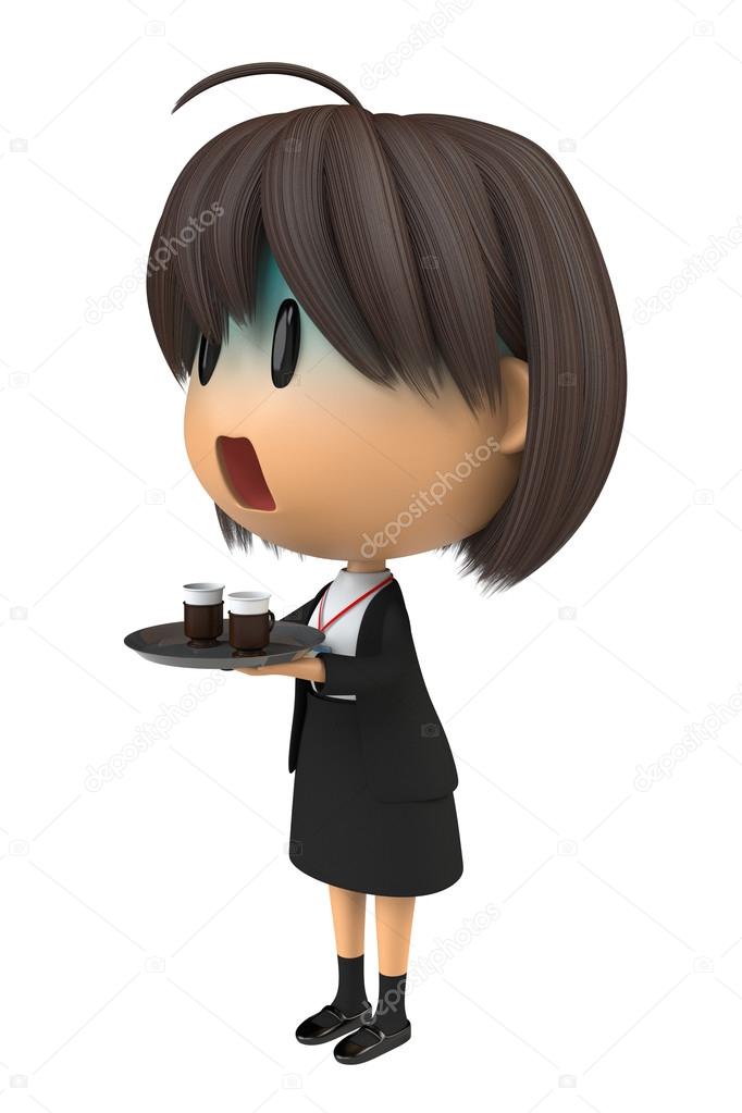 Female staff that pallor to serving the coffee