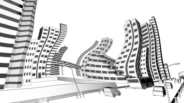 Distorting view of Cityscape clipart