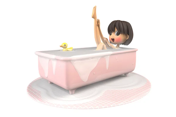 Women are bathing with a smile — Stock Photo, Image