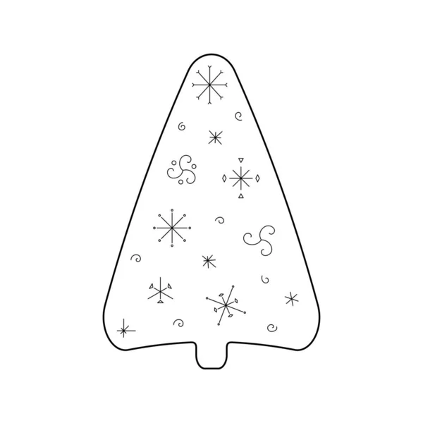 Mignon Sapin Noël Stylisé Style Contour Illustration Vectorielle Pour Décor — Image vectorielle