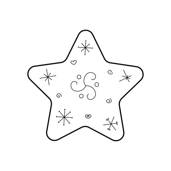 Estrela Bonita Estilizada Estilo Esboço Ilustração Vetorial Para Decoração Cartões — Vetor de Stock