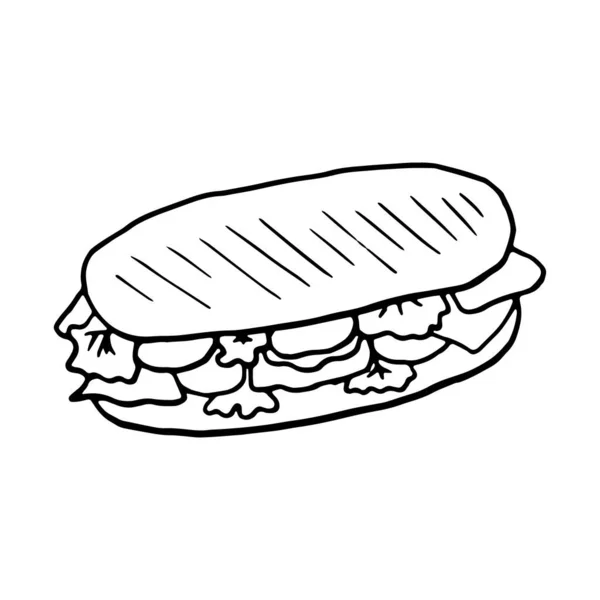 Panini Comida Tradicional Italiana Dibujo Dibujado Mano Ilustración Vectorial Aislada — Archivo Imágenes Vectoriales