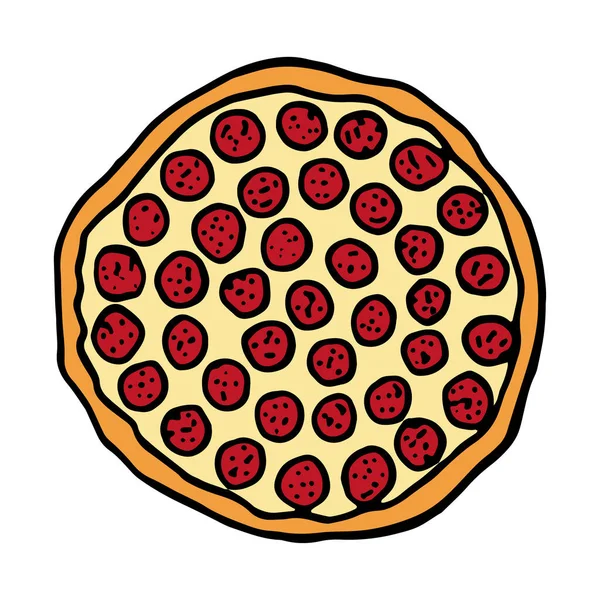 Pizza Italiana Comida Tradicional Dibujo Dibujado Mano Ilustración Colorida Vectorial — Vector de stock