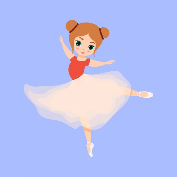 Bonito Bailarina Pequena Dançando Menina Bailarina Vestido Tutu Rosa Bela — Vetor de Stock