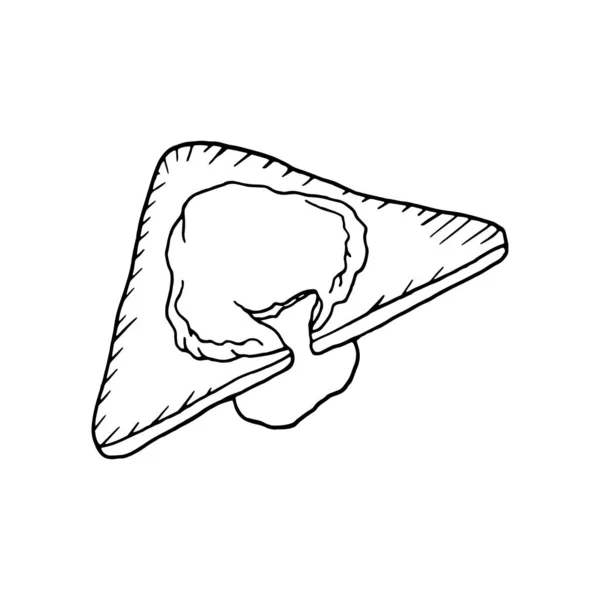 ベクトル手はトーストにポーチドエッグを描いた フランス料理 メニューカフェ ビストロ レストラン パン屋 ラベルとパッケージのためのデザインスケッチ要素 白地のイラスト — ストックベクタ