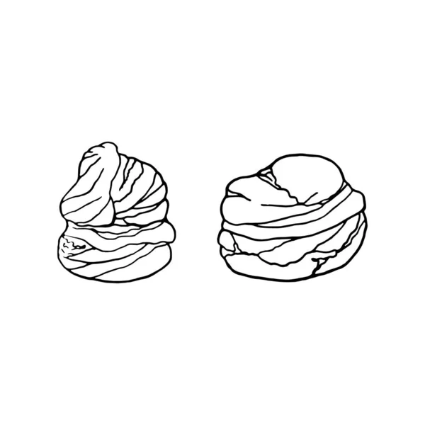 Vector Hand Getekend Profiterole Franse Keuken Dessert Ontwerp Schets Element — Stockvector