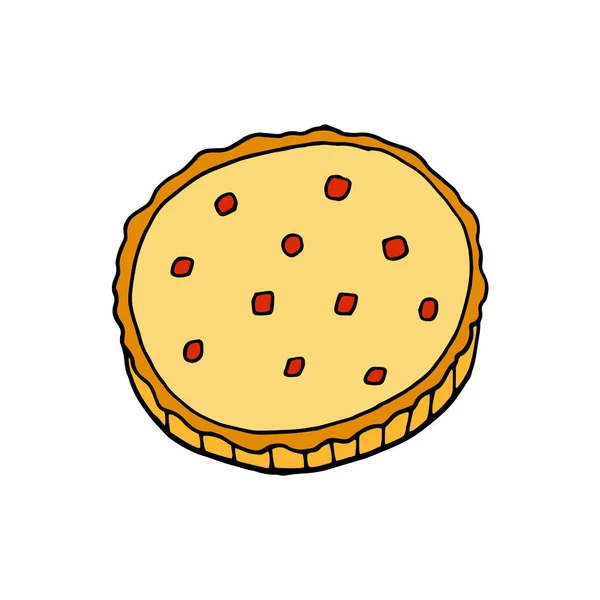 Quiche Dibujado Mano Vectorial Plato Cocina Francesa Elemento Diseño Para — Vector de stock