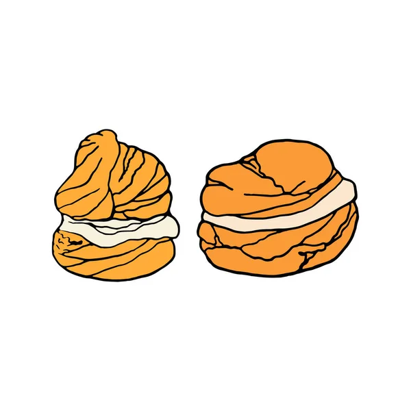 Vector Hand Getekend Profiterole Franse Keuken Dessert Ontwerp Schets Element — Stockvector