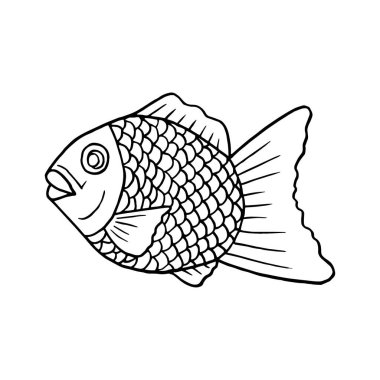 Vektör eli çizilmiş Taiyaki. Japon balığı şeklinde kek. Menü kafe, restoran, etiket ve paketleme için tasarım elemanı. Beyaz bir arkaplanda resim.