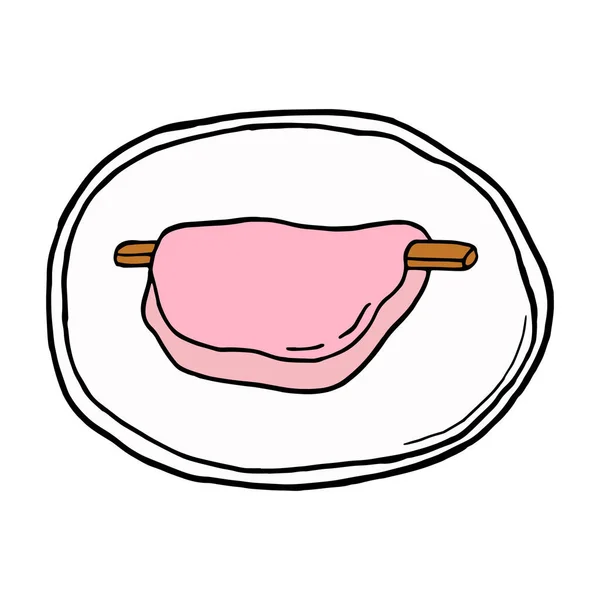 Vector Hand Drawn Doodle Hanabira Mochi Japanese Rice Dessert Design — 图库矢量图片