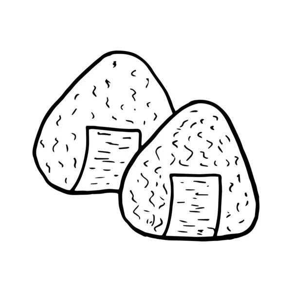 Vector Hand Getekend Doodle Onigiri Japanse Keuken Schotel Ontwerp Schets — Stockvector