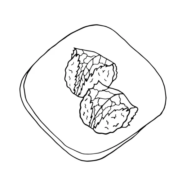 Векторные Рисованные Каракули Сакура Моти Японский Рисовый Десерт Дизайн Эскиза — стоковый вектор