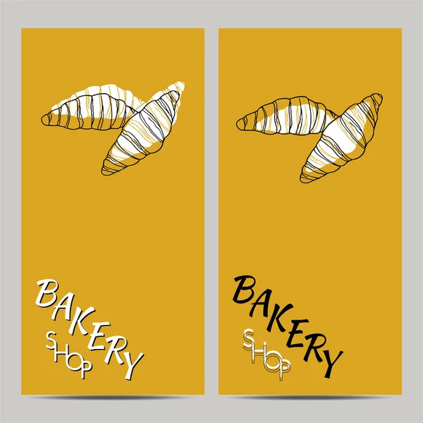 手工绘制的一套面包店海报与羊角面包 设计素描元素的菜单咖啡馆 小酒馆 烘焙和包装 矢量说明 — 图库矢量图片