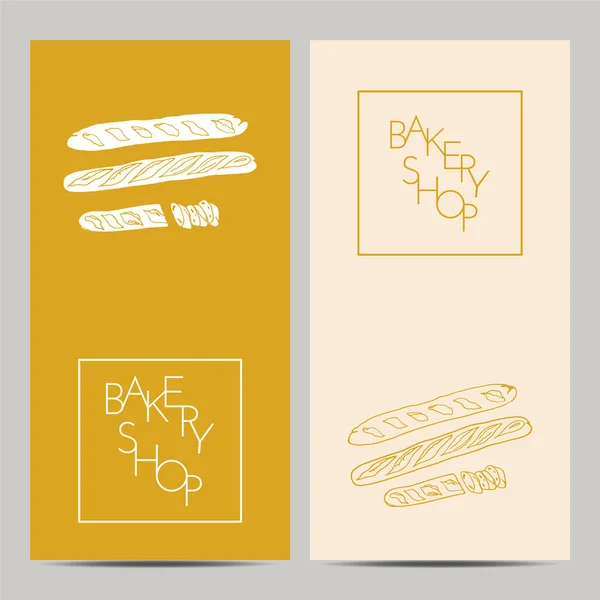 Hand Drawn Set Bakery Shop Poster Baguette Design Sketch Element — Stock Vector
