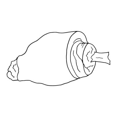 Eisbein 'i çizen vektör el. Alman mutfağı. Menü kafe, restoran, etiket ve paketleme için tasarım elemanı. Beyaz bir arkaplanda resim.