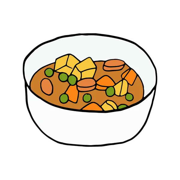 Vector Dibujado Mano Doodle Eintopf Plato Cocina Alemana Elemento Boceto — Vector de stock