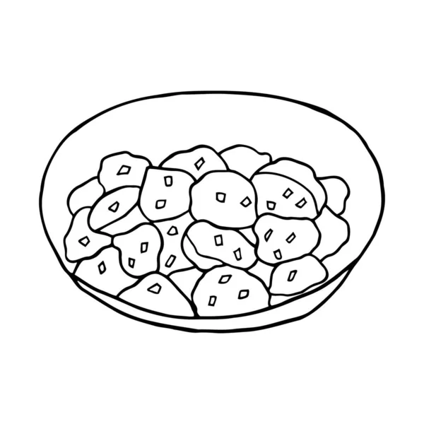 Векторна Рука Намалювала Каракулі Schwabischer Kartoffelsalat Німецька Кухня Дизайн Ескізних — стоковий вектор