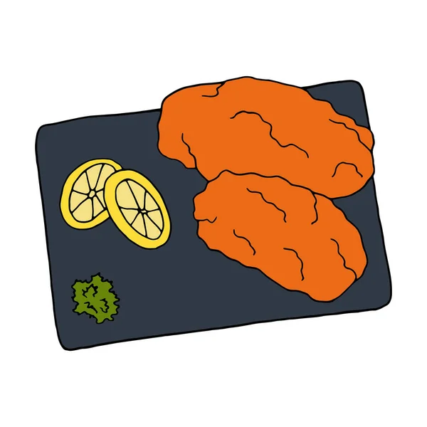 矢量手绘涂鸦炸土豆蔻 德国菜 设计餐厅 标签和包装的素描元素 白色背景上的彩色插图 — 图库矢量图片