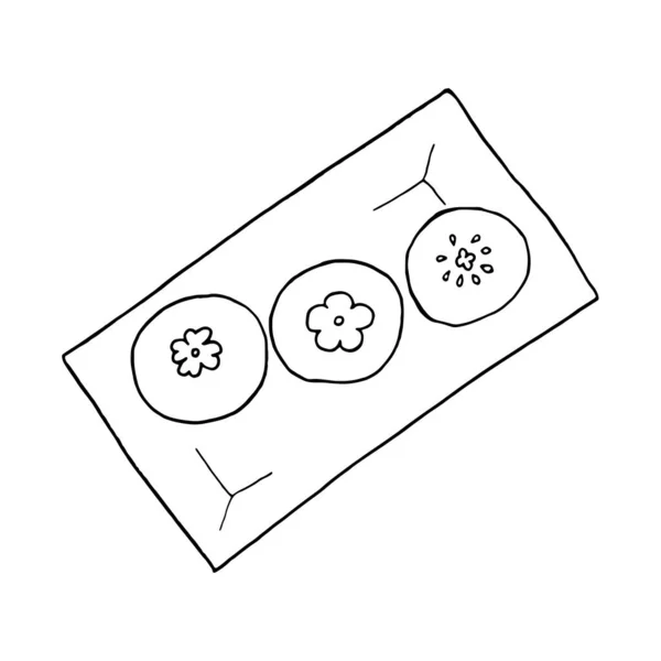 Ручной Рисованный Каракули Пан Кексовый Рисовый Торт Китайское Блюдо Дизайн — стоковый вектор