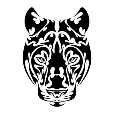 Bir panterin el çizimi portresi. Dövme, logo, duvar dekorasyonu, tişört baskısı tasarımı veya giyimi için vektör stili çizim. Bu çizimi kumaş ya da tuval üzerinde yapmak güzel olurdu..