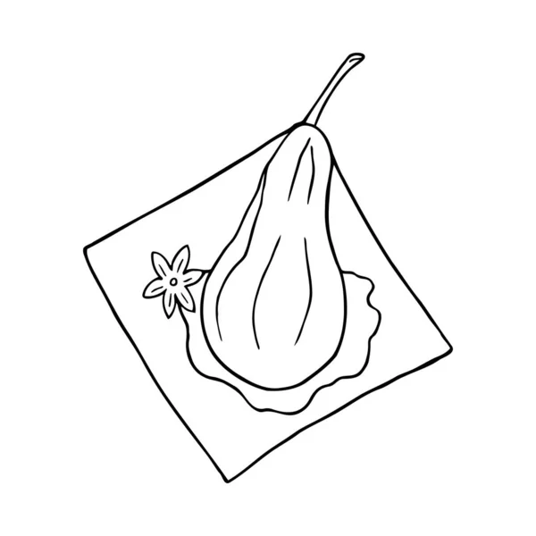 赤ワインのベクトル手描き梨 スペインのデザート メニューカフェ ビストロ レストラン パン屋 ラベルとパッケージのためのデザインスケッチ要素 白地のイラスト — ストックベクタ