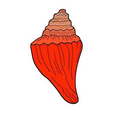 Oymalı çizgilerin el yapımı güvercin kabuğu. Davetiyeler, tebrik kartları, posterler, afişler, afişler ve daha fazlası için tasarım ögesi. Beyaz arkaplanda izole edilmiş vektör renkli illüstrasyon.