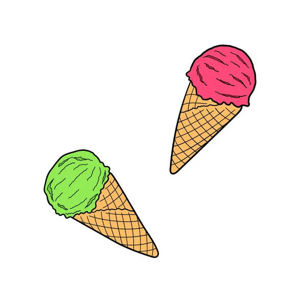 Hand Drawn Ice Cream Design Sketch Element Menu Cafe Bistro — Stock Vector