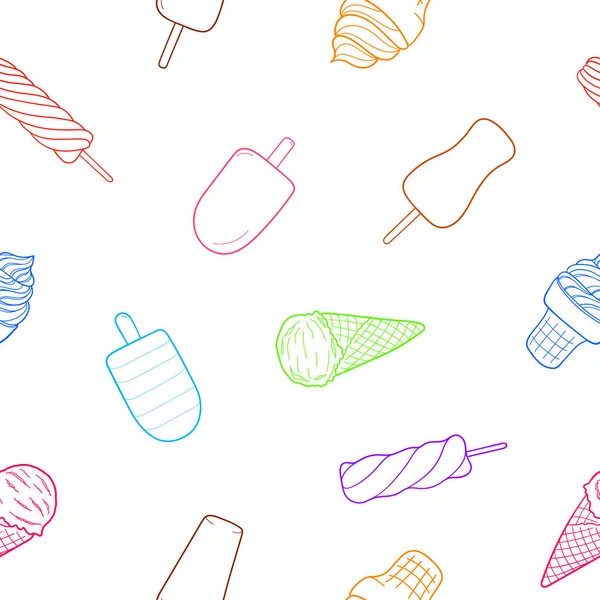 아이스크림 솔기없는 패턴이야 비스트 레스토랑 포장등을 스케치 요소를 디자인하 일러스트 — 스톡 벡터