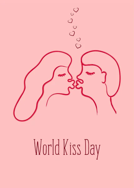 Всесвітній День Поцілунків Цілує Любовну Пару Чоловік Жінка Шаблон Картки — стоковий вектор