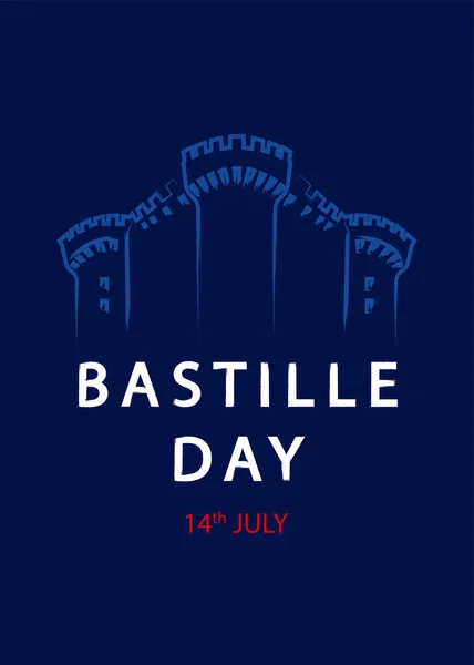 Dia Nacional Francês Julho Dia Bastilha Modelo Para Cartão Cartaz —  Vetores de Stock