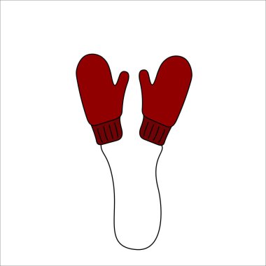 Doodle eldiven tasarımı. Beyaz arkaplanda izole edilmiş kış vektörü renkli illüstrasyon.