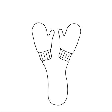 Doodle eldiven tasarımı. Kış vektör çizimi beyaz arkaplanda izole edildi.