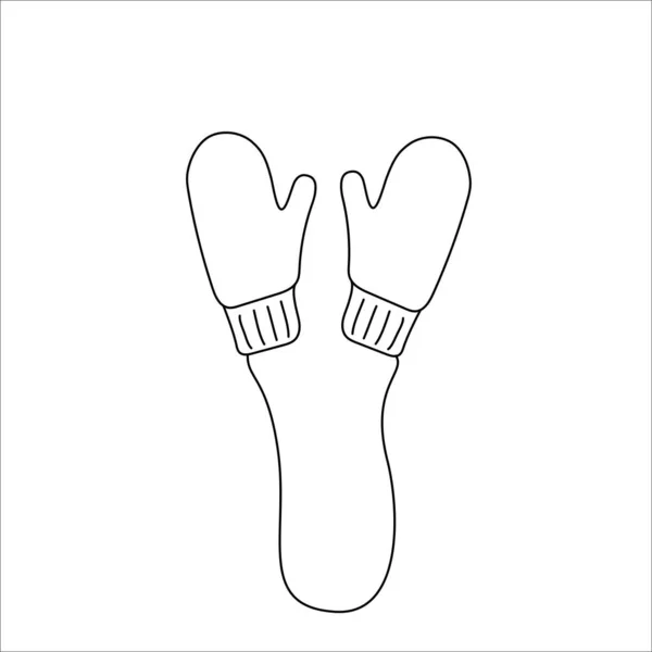 涂鸦手套的设计 在白色背景上孤立的冬季病媒图解 — 图库矢量图片