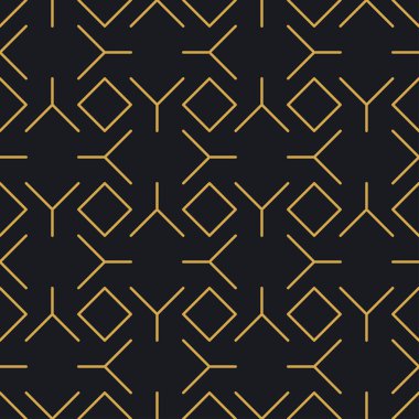 Paketleme ve lüks ürünlerin tasarımı için soyut, dikişsiz geometrik, altın doğrusal desen. Duvar kağıdı, yüzey, web tasarımı, tekstil, dekor için vektör illüstrasyonu.