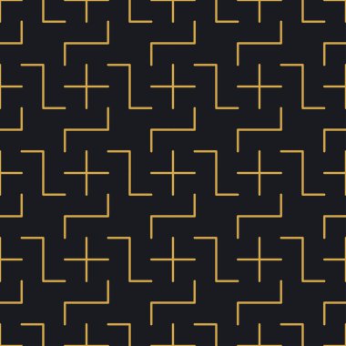 Paketleme ve lüks ürünlerin tasarımı için soyut, dikişsiz geometrik, altın doğrusal desen. Duvar kağıdı, yüzey, web tasarımı, tekstil, dekor için vektör illüstrasyonu.