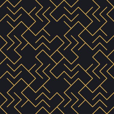 Paketleme ve lüks ürünlerin tasarımı için soyut, dikişsiz geometrik, altın doğrusal desen. Duvar kağıdı, yüzey, web tasarımı, tekstil, dekor için vektör illüstrasyonu.
