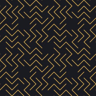 Paketleme ve lüks ürünlerin tasarımı için soyut, dikişsiz geometrik, altın doğrusal desen. Duvar kağıdı, yüzey, web tasarımı, tekstil, dekor için vektör illüstrasyonu.