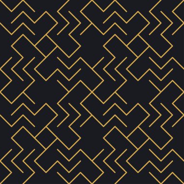 Paketleme ve lüks ürünlerin tasarımı için soyut, dikişsiz geometrik, altın doğrusal desen. Duvar kağıdı, yüzey, web tasarımı, tekstil, dekor için vektör illüstrasyonu.