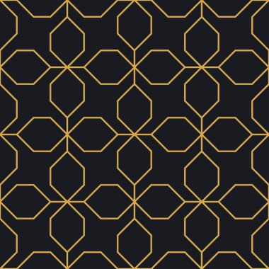 Paketleme ve lüks ürünlerin tasarımı için soyut, dikişsiz geometrik, altın doğrusal desen. Duvar kağıdı, yüzey, web tasarımı, tekstil, dekor için vektör illüstrasyonu.
