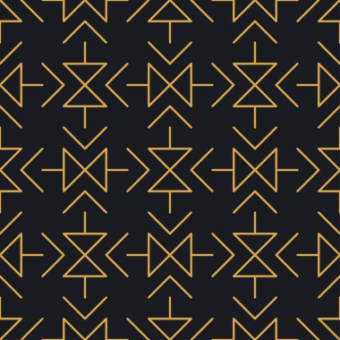 Paketleme ve lüks ürünlerin tasarımı için soyut, dikişsiz geometrik, altın doğrusal desen. Duvar kağıdı, yüzey, web tasarımı, tekstil, dekor için vektör illüstrasyonu.