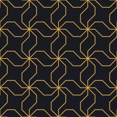 Paketleme ve lüks ürünlerin tasarımı için soyut, dikişsiz geometrik, altın doğrusal desen. Duvar kağıdı, yüzey, web tasarımı, tekstil, dekor için vektör illüstrasyonu.
