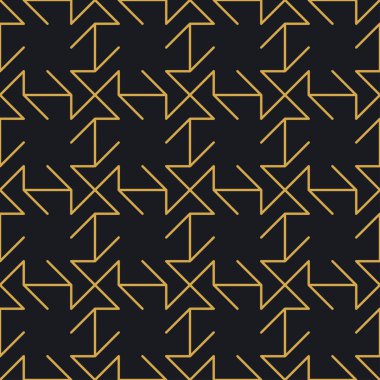 Paketleme ve lüks ürünlerin tasarımı için soyut, dikişsiz geometrik, altın doğrusal desen. Duvar kağıdı, yüzey, web tasarımı, tekstil, dekor için vektör illüstrasyonu.