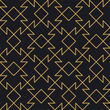 Paketleme ve lüks ürünlerin tasarımı için soyut, dikişsiz geometrik, altın doğrusal desen. Duvar kağıdı, yüzey, web tasarımı, tekstil, dekor için vektör illüstrasyonu.
