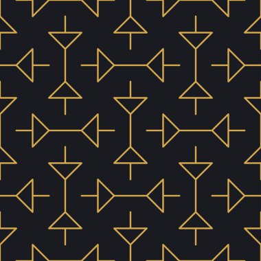 Paketleme ve lüks ürünlerin tasarımı için soyut, dikişsiz geometrik, altın doğrusal desen. Duvar kağıdı, yüzey, web tasarımı, tekstil, dekor için vektör illüstrasyonu.